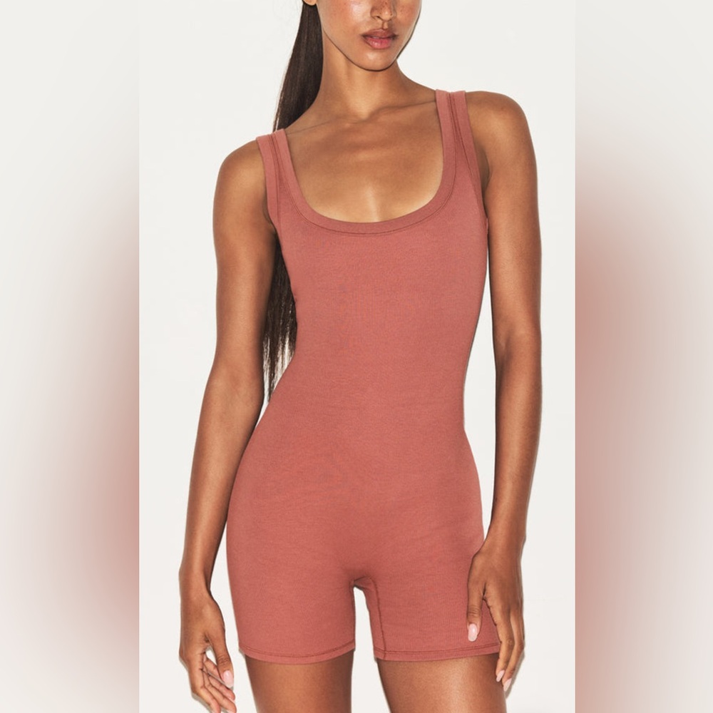 SKIMS Cotton Rib Onesie in Redwood NWT